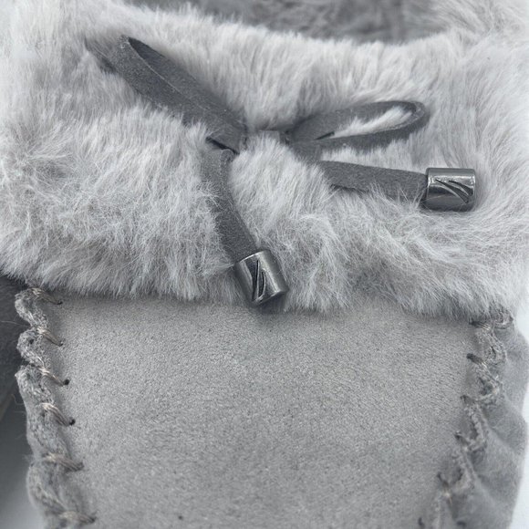 NAUTICA Women's FAUX FUR LINED step in slippers w/sole in GRAY sz 9 US -  VGUC - Picture 6 of 7